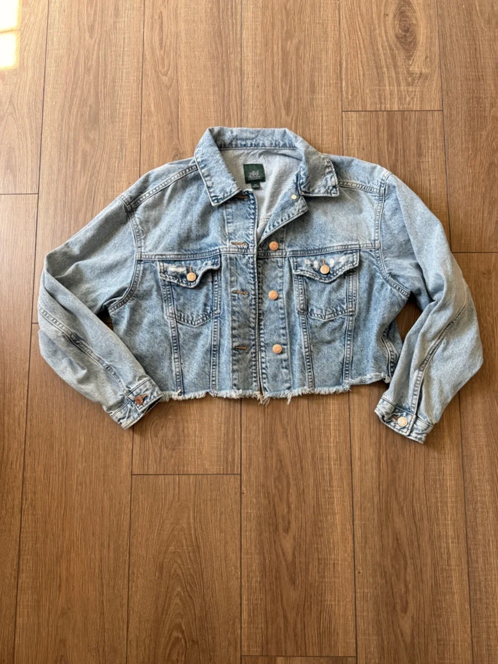 wild fable Light Wash Blue Cropped Denim Jacket - SZ XXS - Picture 5 of 10